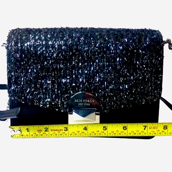 KATE SPADE Black and Silver Slide Lock Clutch Crossbody Bag Silver Accents NWOT - Picture 9 of 17